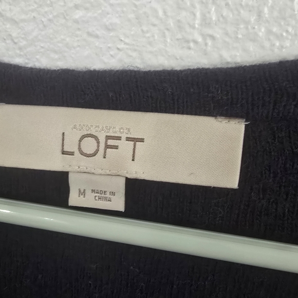 LOFT Black and White Striped Knit Top, Size M - Picture 3 of 4